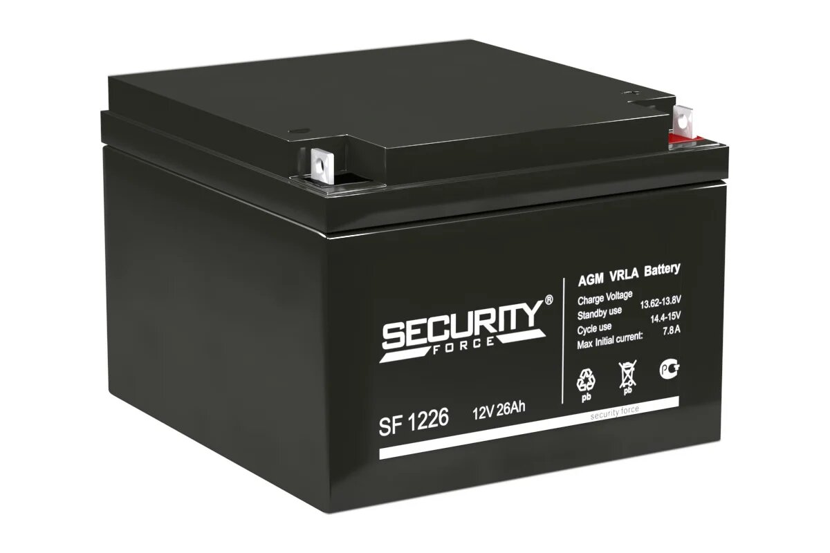 SF 1226 Security Force Батарея аккумуляторная 12 В, 26 А*ч, 165х175х125 мм — фото 1