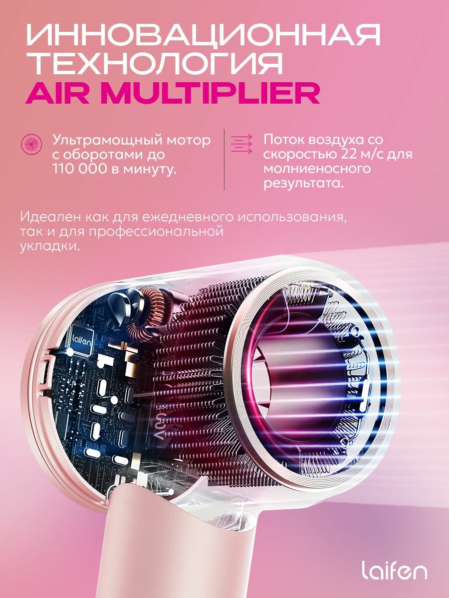 Фен для волос Laifen SWIFT Premium, 1500 Вт, ионизация, Розовое золото — фото 1