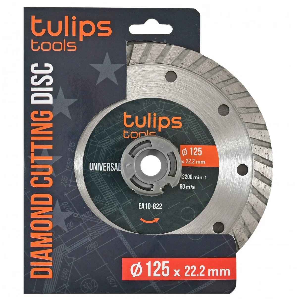 Диск отрезной алмазный сегментный Tulips tools EA10 822  125мм 10мм  Turbo 