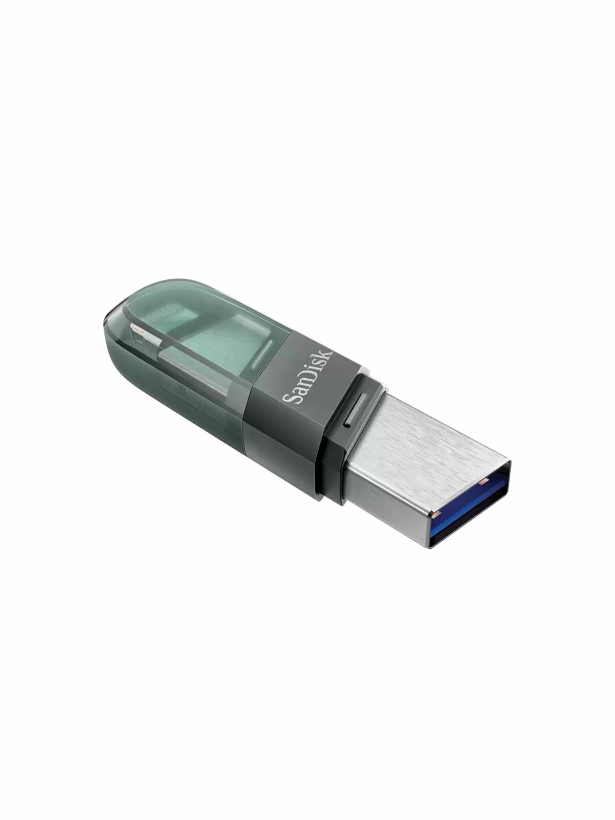 USB флеш-накопитель Sandisk iXpand Flip 128 ГБ USB 3.1/Lightning, серый/зеленый — фото 1