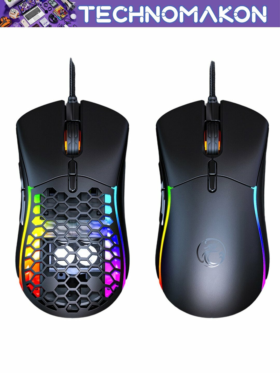Проводная игровая мышь IMICE T60, с поддержкой RGB-подсветки и грузиками, сменный корпус — фото 1