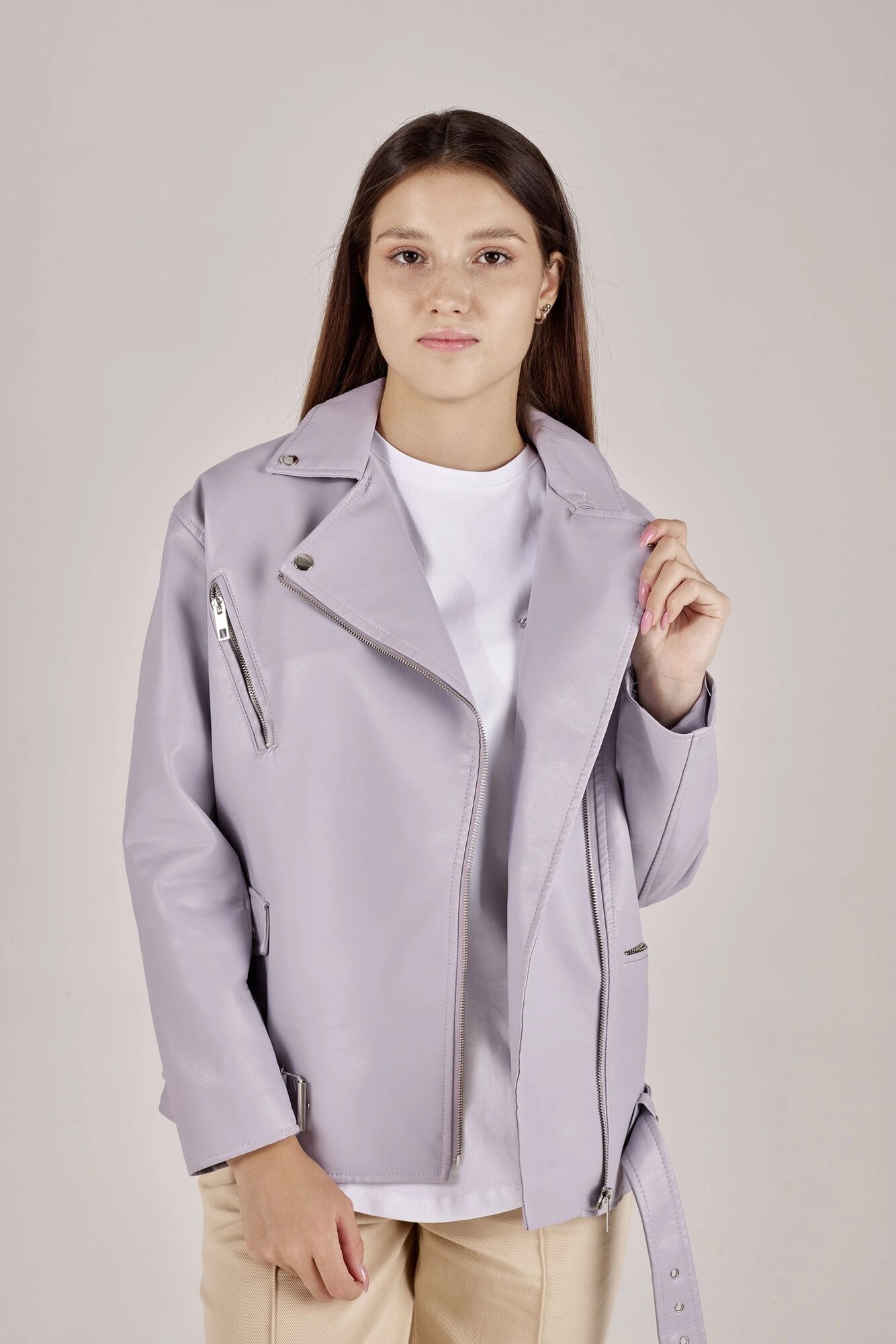 Куртка кожаная Selfie, размер S, фиолетовый — фото 1