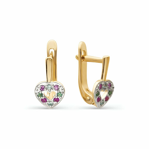фото Серьги mg, красное золото, 585 проба, родирование, фианит, , золотой