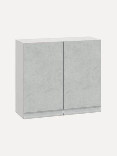 Изображение товара Кухонный модуль навесной, шкаф Велюр с полками, с доводчиками, 80х29.6х72 см, Белый / Бетон снежный