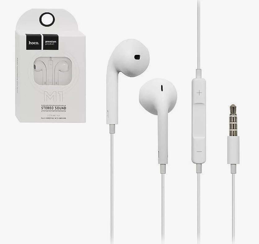 Наушники проводные HOCO M1 вкладыши безвакуумные белые mini jack 3.5'