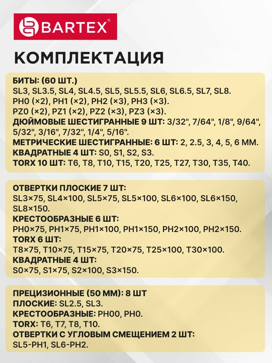 Набор отверток магнитных 100 предметов в органайзере, Bartex — фото 1