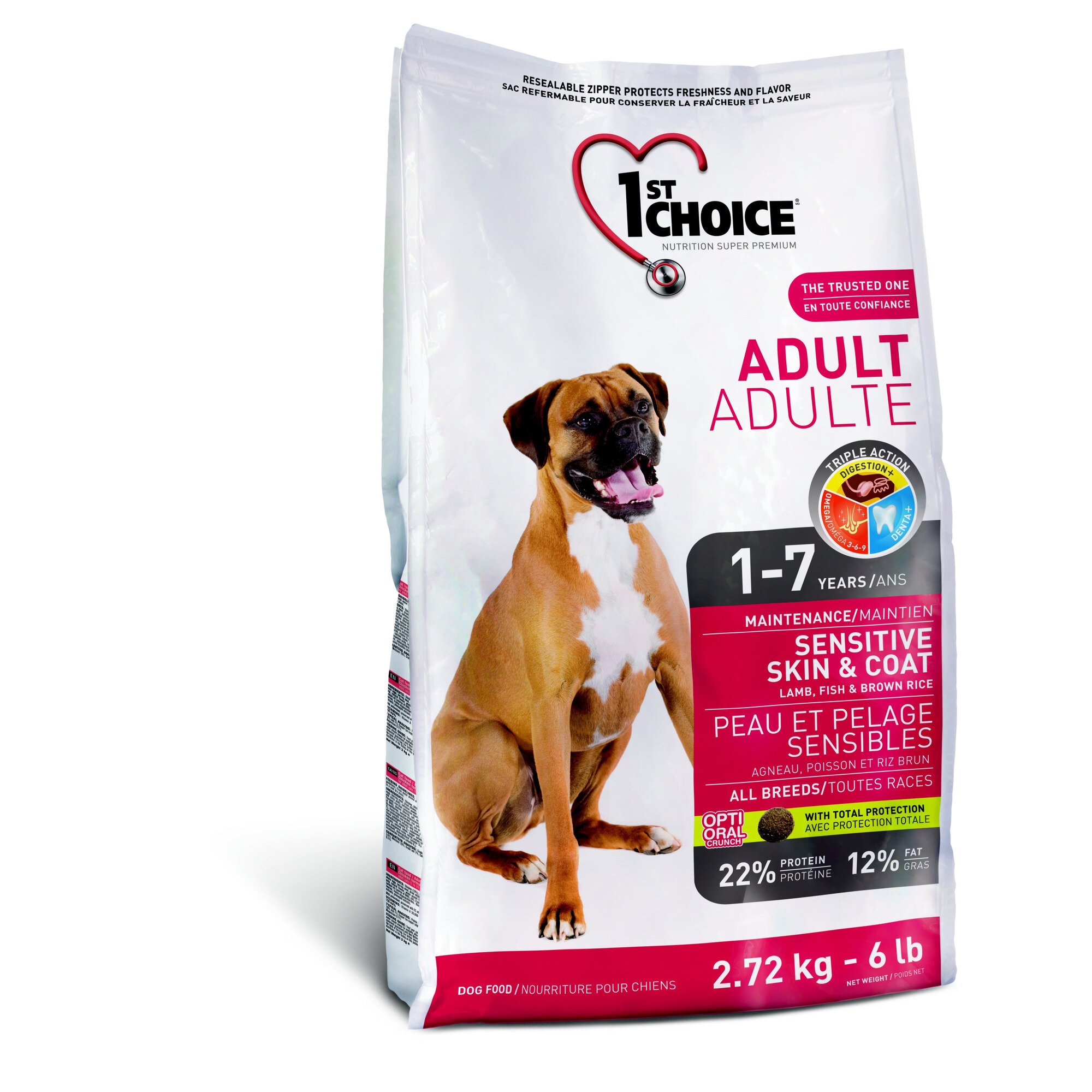 1st Choice Adult Sensitive Skin Coat cухой корм для взрослых собак для кожи и шерсти, с ягненком, рыбой и рисом 15 кг