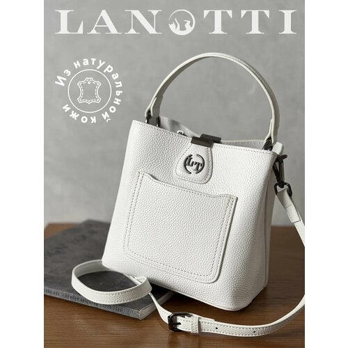 фото Сумка тоут lanotti, фактура зернистая, белый;