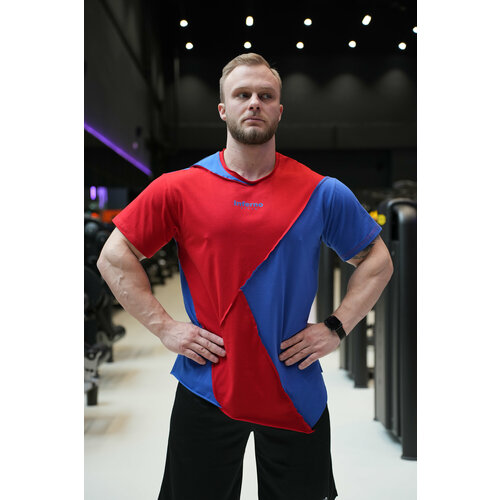 фото Футболка спортивная inferno style футболка асимметрия inferno style ф-013-000, 1 шт., размер m, синий/красный