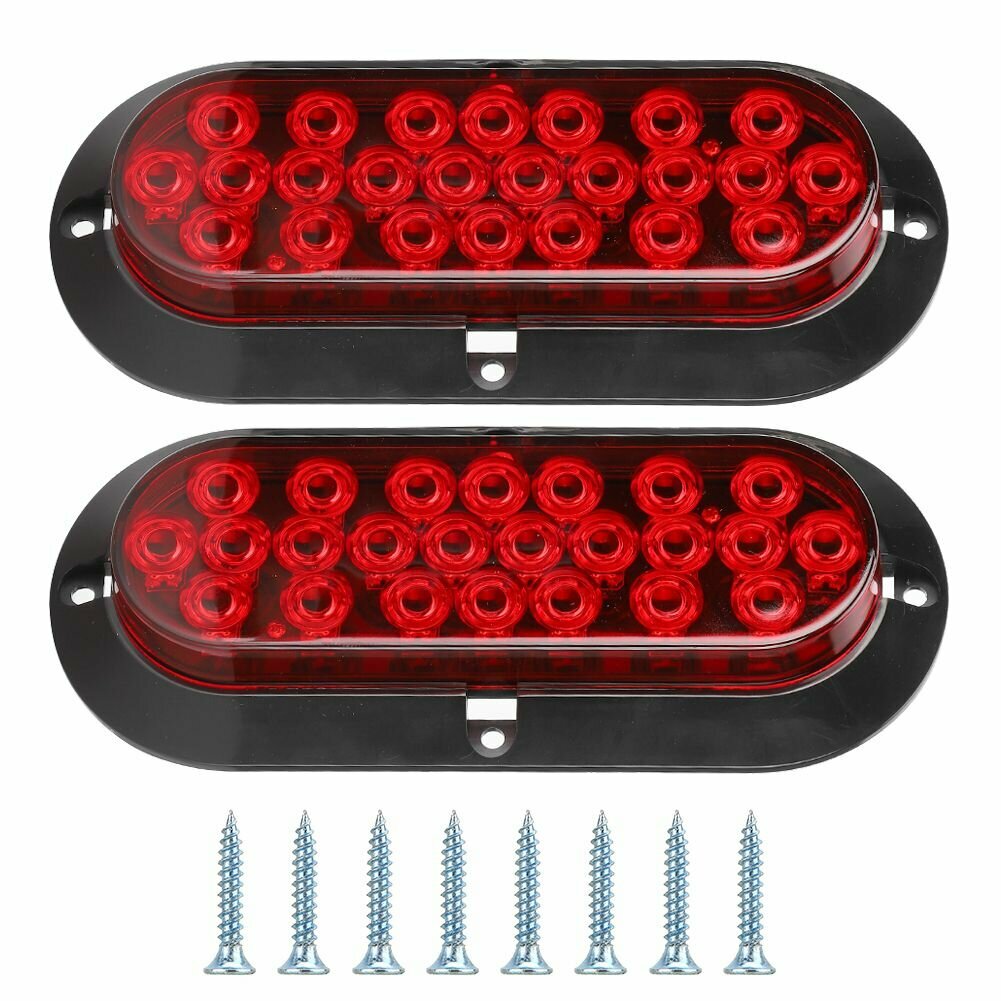 2 шт. 6in 24LED Овальный Красный Тормозной Фонарь для Грузовика и Прицепа 12V, Водонепроницаемый