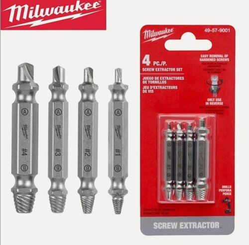 Изображение товара Набор экстракторов Milwaukee 49-57-9001, для удаления поврежденных винтов и болтов