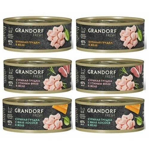 Набор консерв для кошек Grandorf Fresh Mix Куриный в желе 70 гр (6 штук)