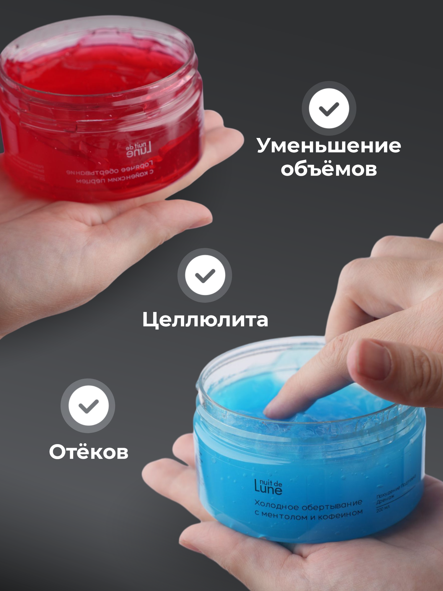 Картинки Холодное и горячее обертывание антицеллюлитное для похудения набор 2шт по 200мл