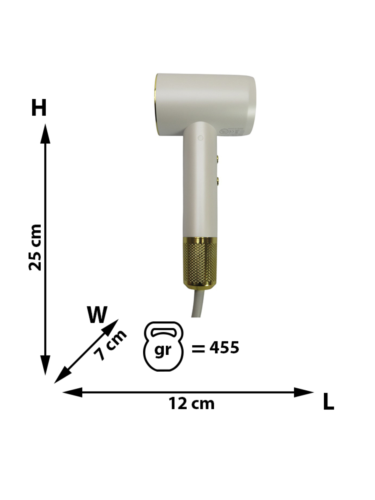 Фен Babyverse SE-XC2, профессиональный, мощность 2200 Вт, легкий, с ионизацией, белый — фото 1