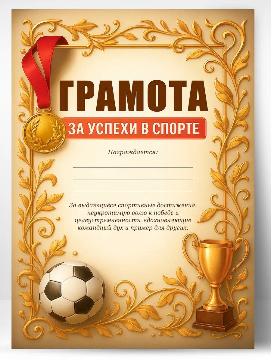 Грамота подарочная - диплом за успехи в спорте