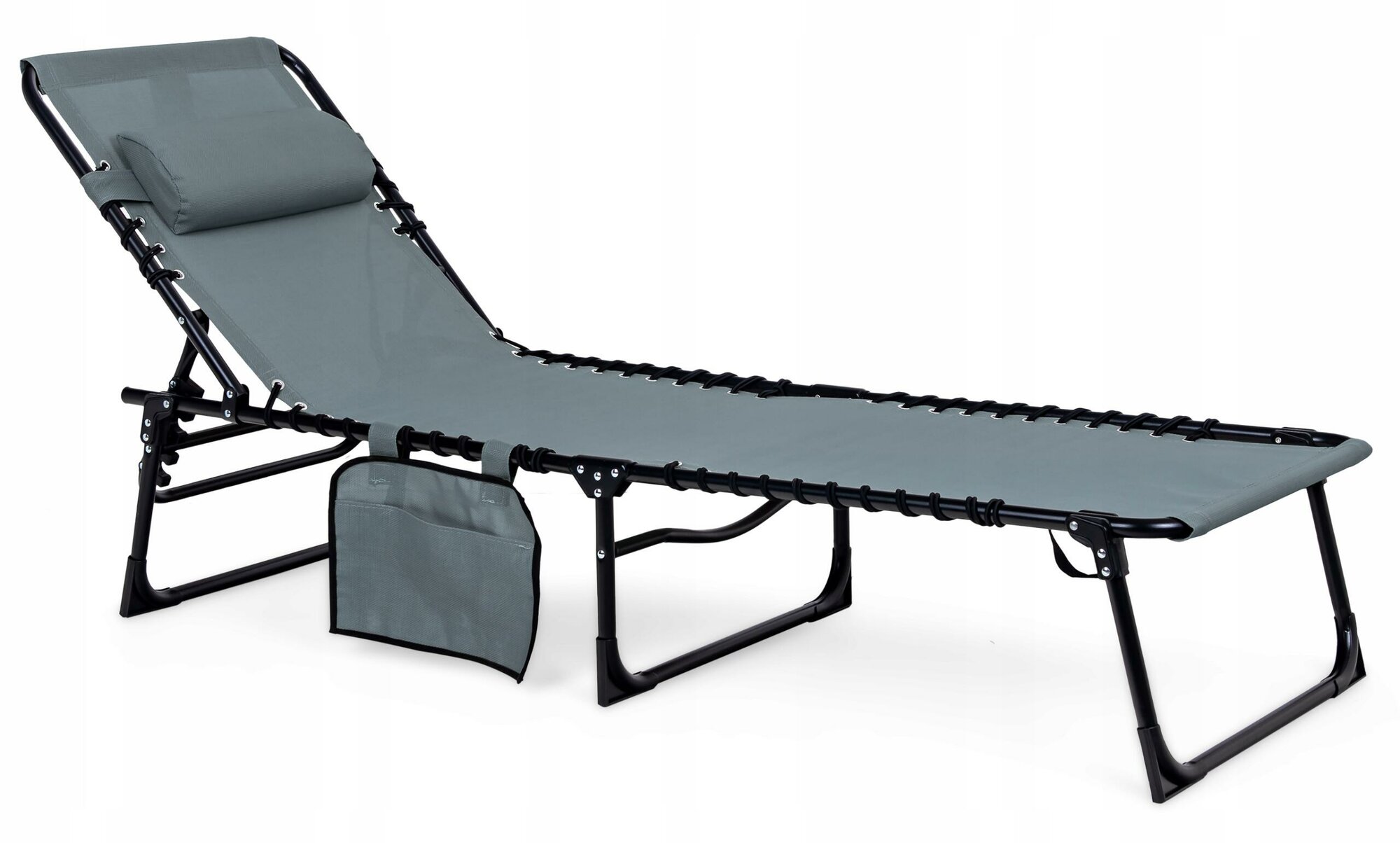 Decathlon Туристический шезлонг Sapphire ST-604 Riva с 5 положениями из стали до 150 кг черный/серый