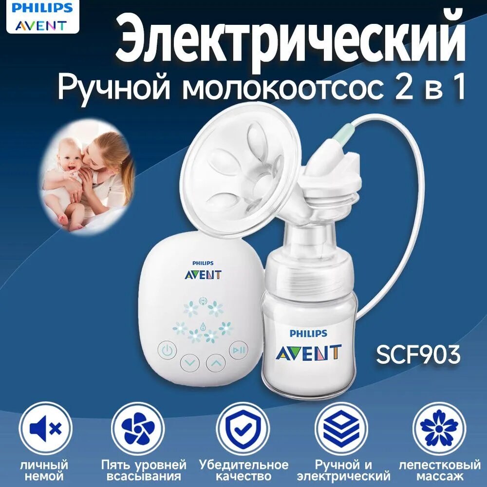 PHILIPS AVENT SCF902 Односторонний электрический молокоотсос Электрический + ручной двойного использования