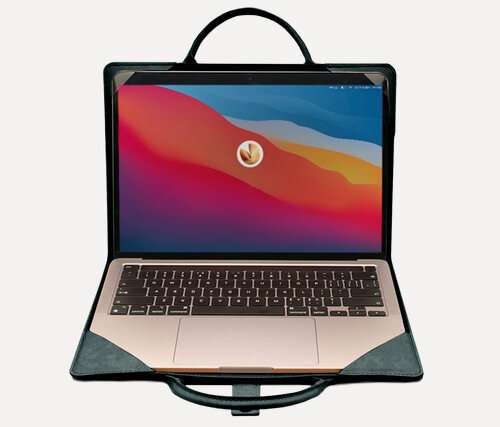 Изображение товара Чехол-сумка MyPads Boko Eleganto для ноутбука 13.3 Apple MacBook Pro 13 Late 2020 (Apple M1) из импортной эко-кожи с застежкой и ручкой для перенос.