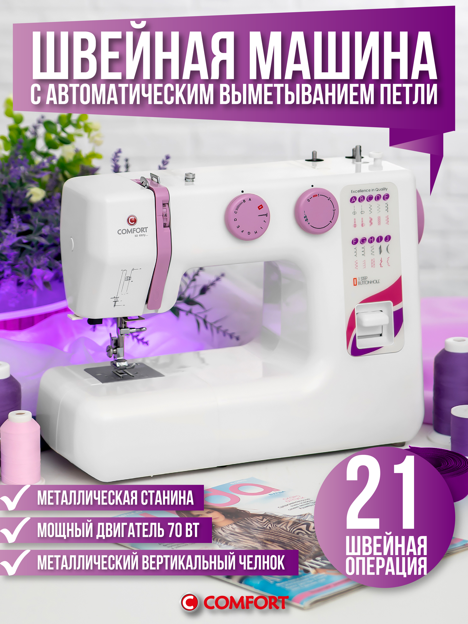 Швейная машина Comfort 17, 21 операция, петля автомат, вертикальный челнок