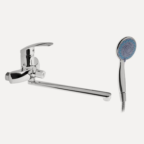 Изображение товара Смеситель для ванны Accoona A7125, однорычажный, излив 300 мм, душевой набор, хром 9410034