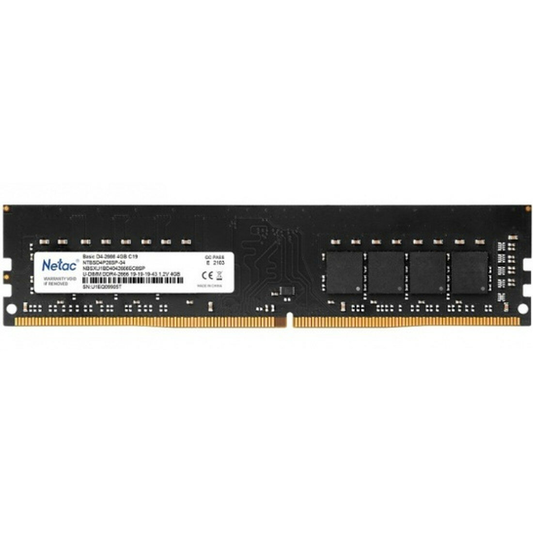 Оперативная память Netac DDR4 4Gb 2666MHz pc-21300 (NTBSD4P26SP-04)