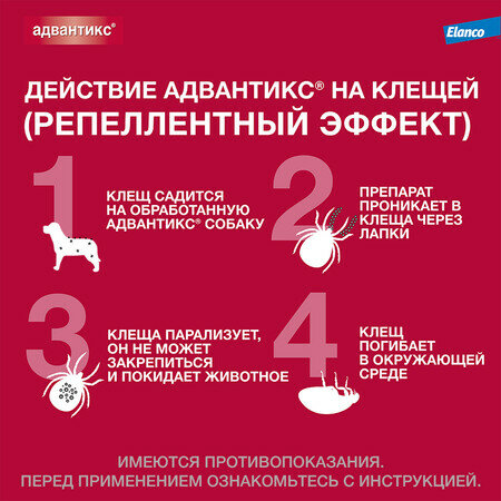 ELANCO Адвантикс 1 пипетка капли от блох, клещей и комаров для собак весом от 4 до 10 кг — фото 1