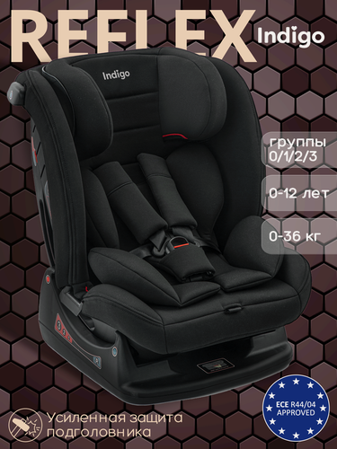 Изображение товара Автокресло Indigo REFLEX растущее 0-36 кг, группа 0,1,2,3, черный