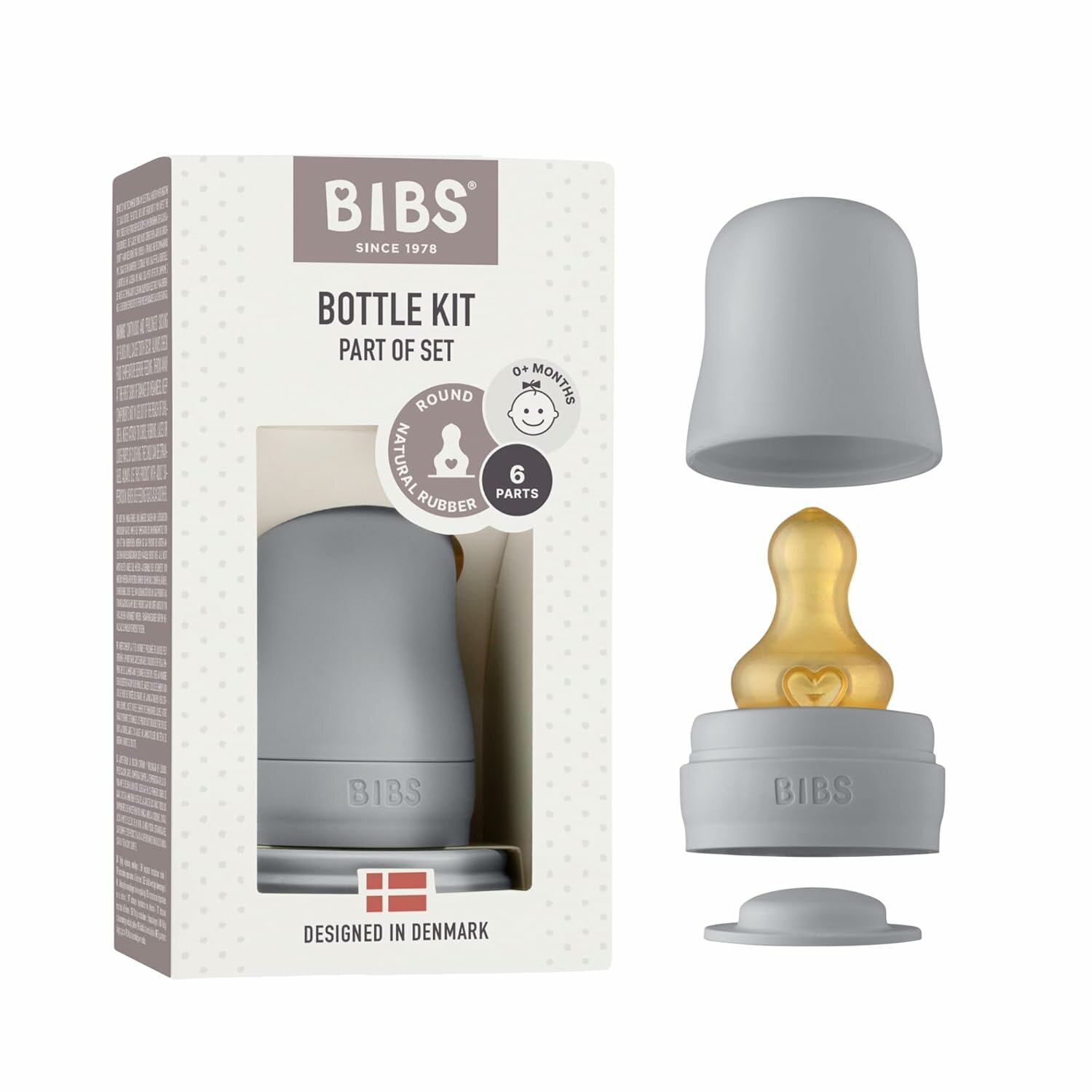 BIBS Bottle Kit Latex набор аксессуаров для бутылочки, с латексной соской, антиколиковый