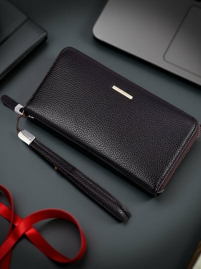 Кошелек , фактура гладкая, темно-коричневый — фото 1