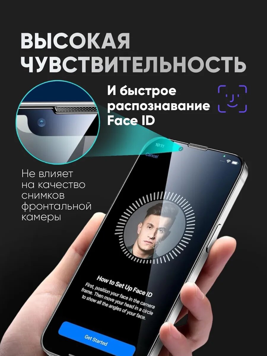 Защитное стекло для iPhone 13 Pro Max , противоударное, антишпион — фото 1