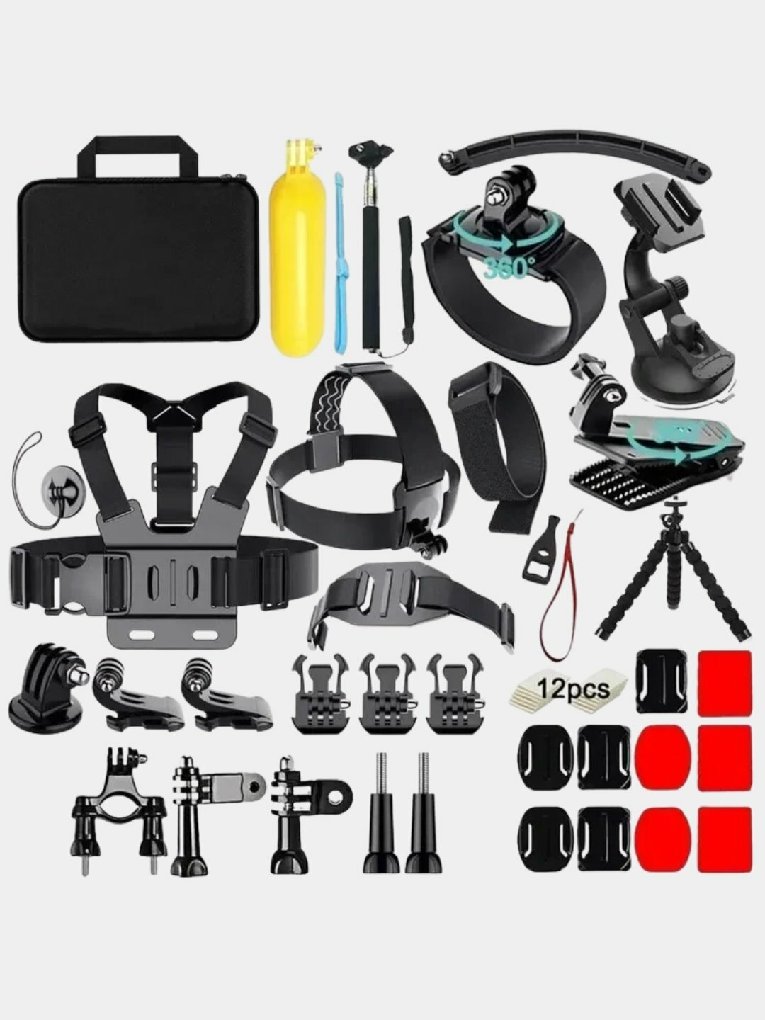 Набор аксессуаров "50 в 1", для экшн камер GoPro, 50 элементов, жёсткий кейс