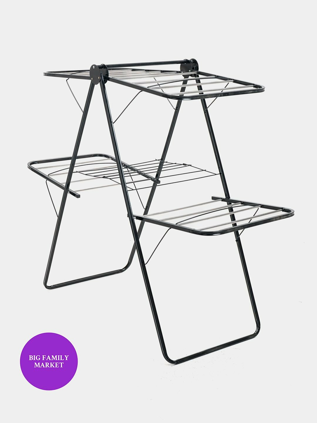 Сушилка для белья, вертикальная, складная - Черный — фото 1