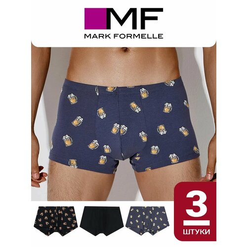 Трусы MARK FORMELLE для мужчин, комплект из 3 шт., размер 90-100, синий, черный