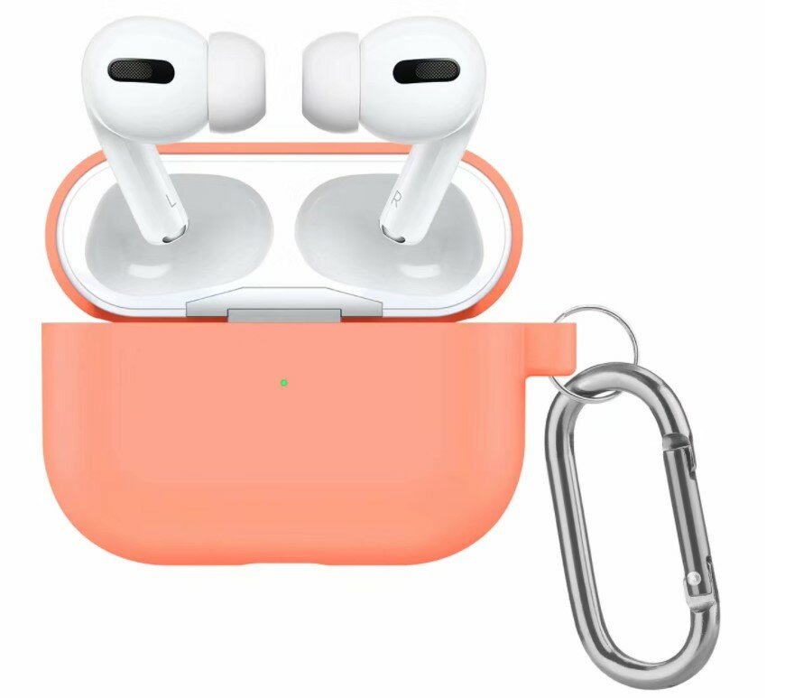 Чехол силиконовый с карабином для Airpods Pro 2, папайя (14)