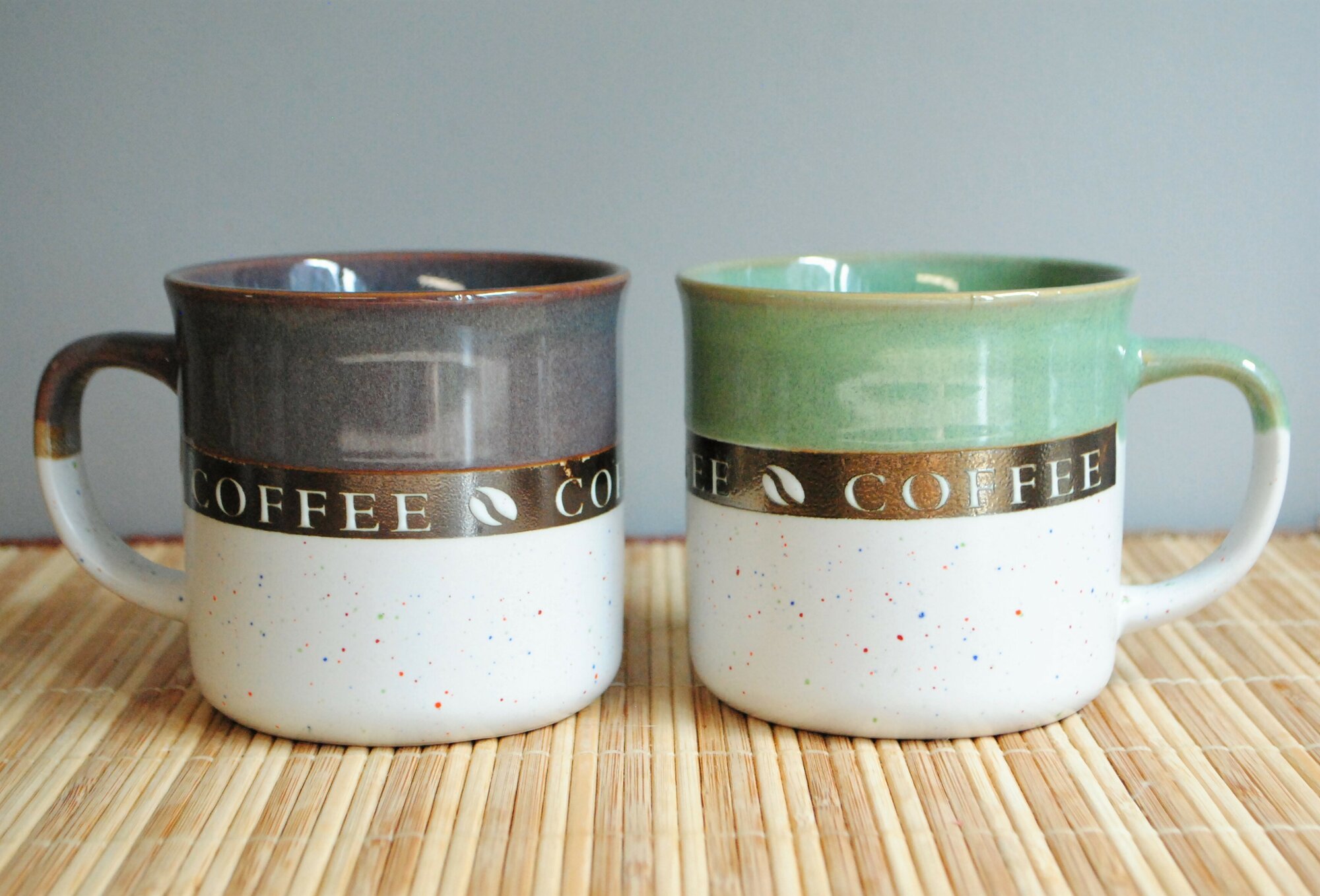 Набор чашек федерация 350 мл, 2 шт. трехцветные (зеленый, бордовый, белый), керамические, для кофе и чая