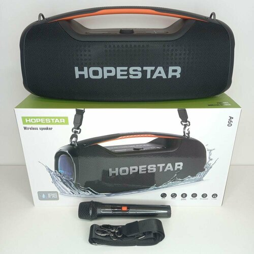Беспроводная колонка Bluetooth Hopestar A60 с беспроводным микрофоном черная 12472₽