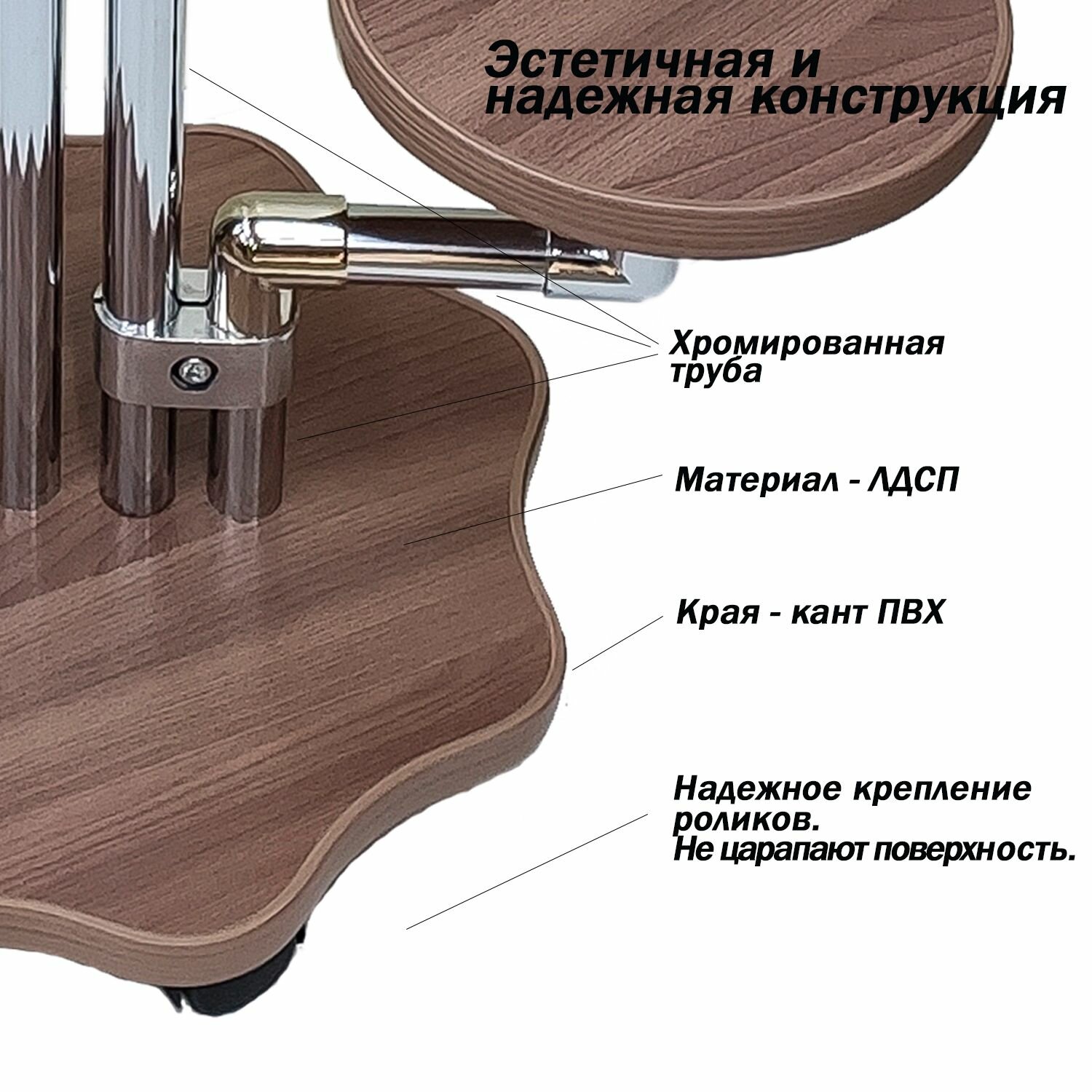 Подставка для цветов напольная на колесиках, Д-5, Ясень Шимо Темный — фото 1