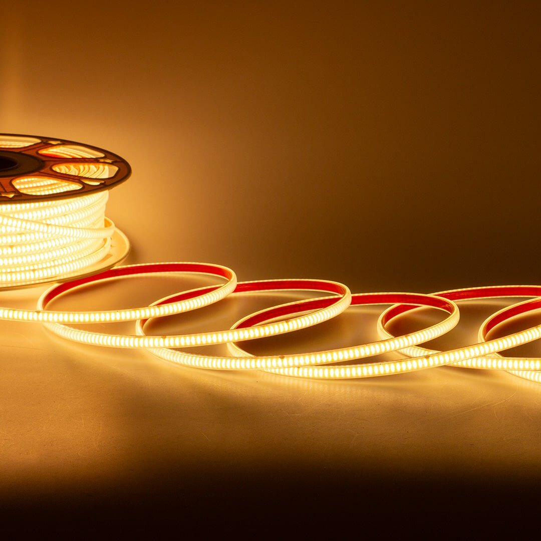Светодиодная лента 220V COB 240 chip/m warm white IP65 240WW