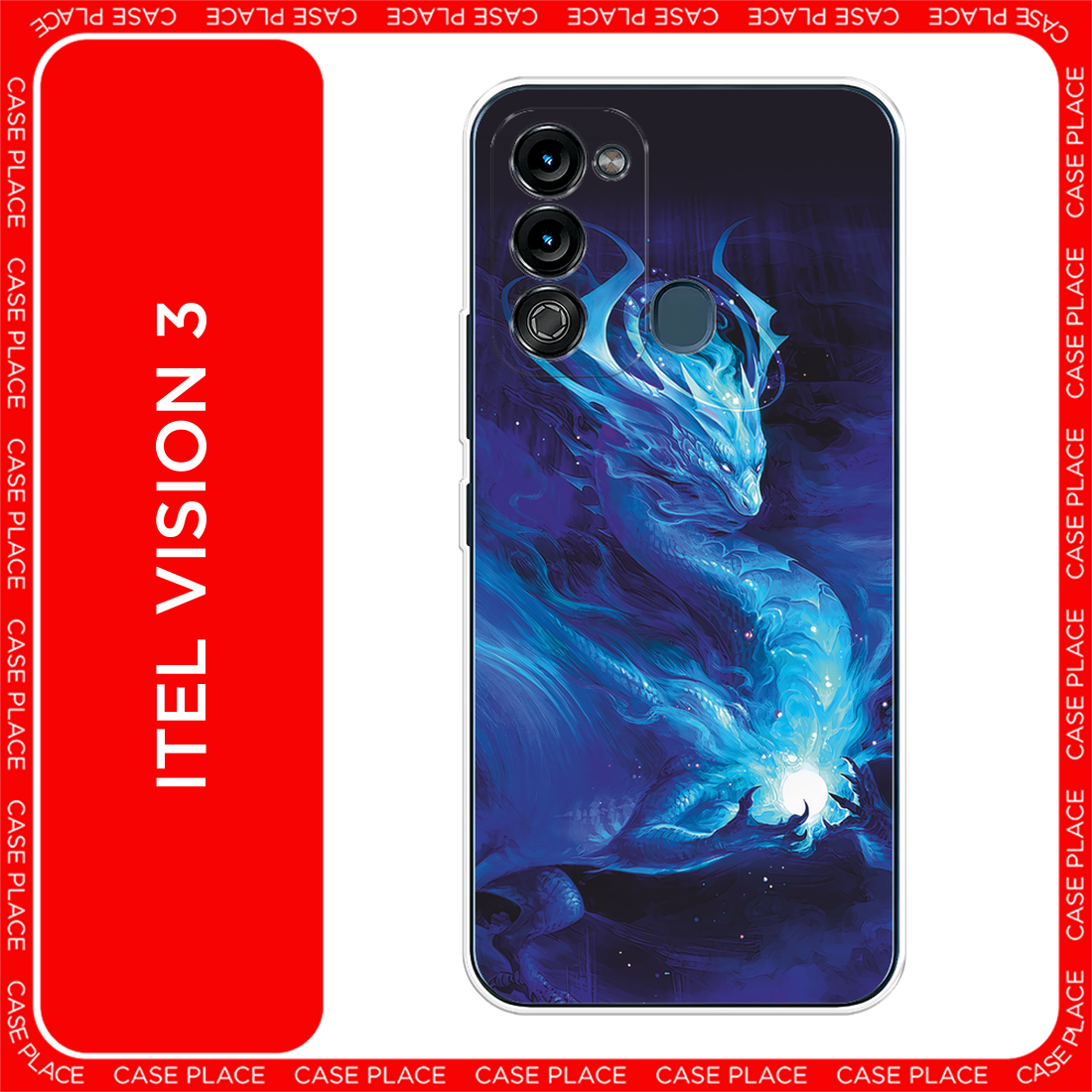 Чехол на Itel Vision 3 / Ител Визион 3 с принтом Лунный дракон