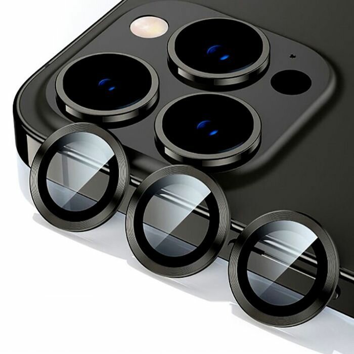 Линзы (стекла) для защиты камеры Remax iPhone 15 Pro/15 Pro Max Черные — фото 1