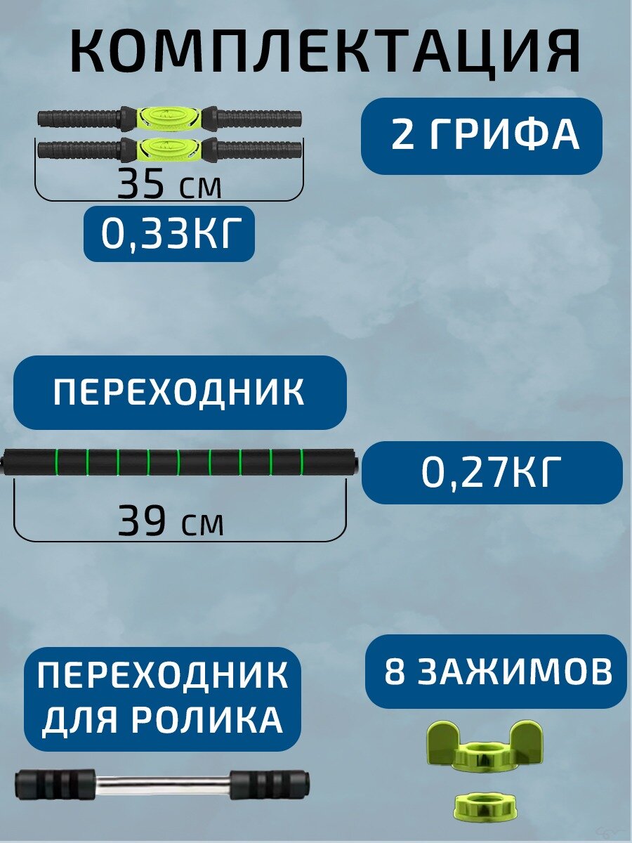 Набор разборных пластиковых гантелей Summus для фитнеса с прямым коннектором для штанги 2 шт. по 15 кг, арт. 600-036 — фото 1