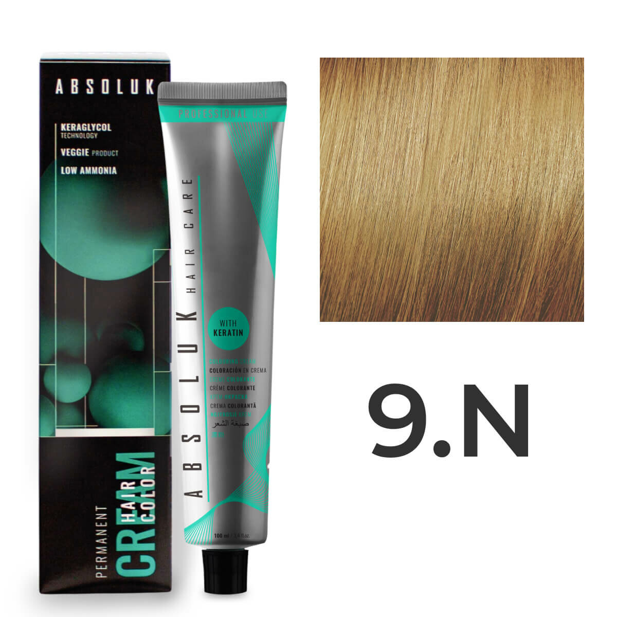 Перманентная крем-краска для волос Absoluk Hair Color Cream 9. N Блонд Натуральный, 100 мл