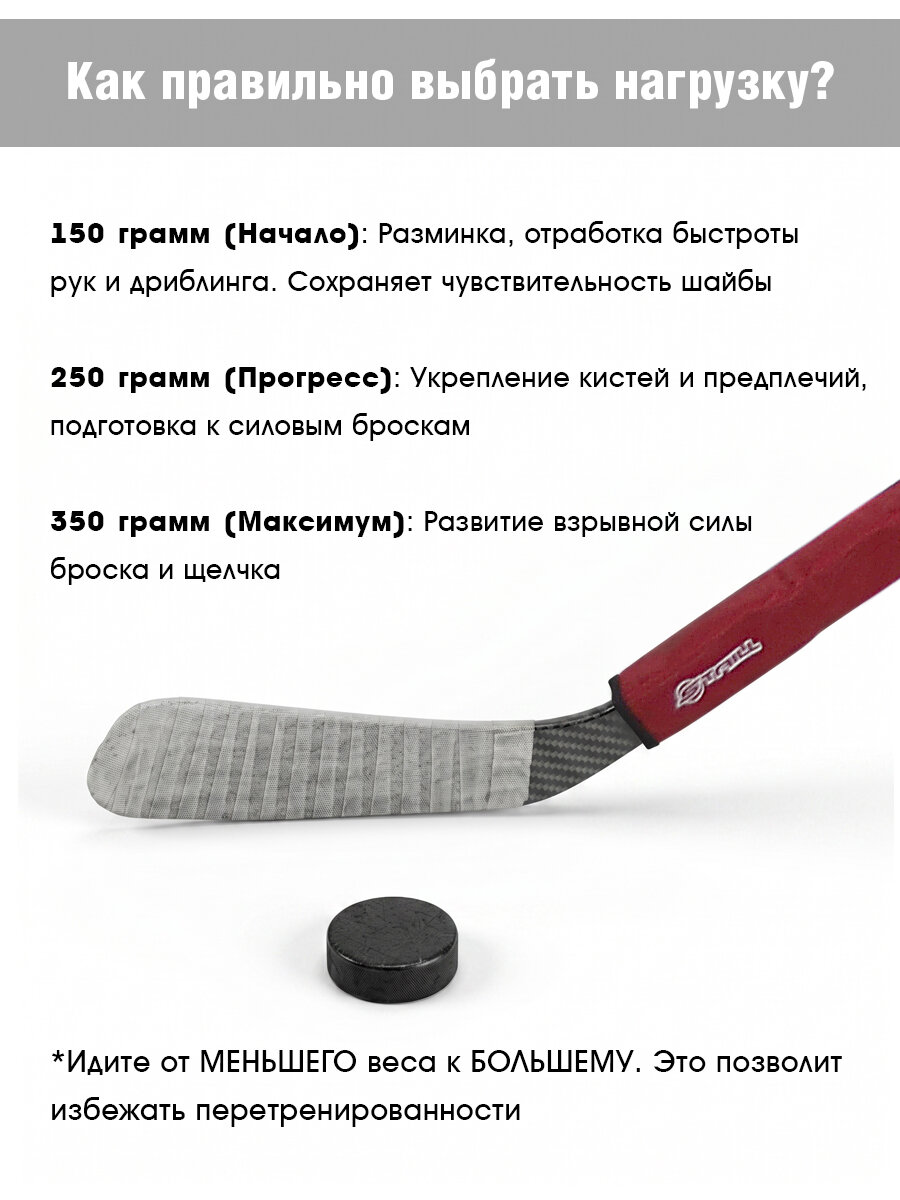 Утяжелитель для клюшки Staill, для хоккея, для тренировки дриблинга и развития силы броска, 250г, цвет красный — фото 1