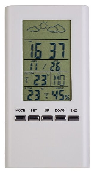 Часы-метеостанция Perfeo "Meteo", белый,(PF-S3331F) время, темп., датчик ул. темп., влажность