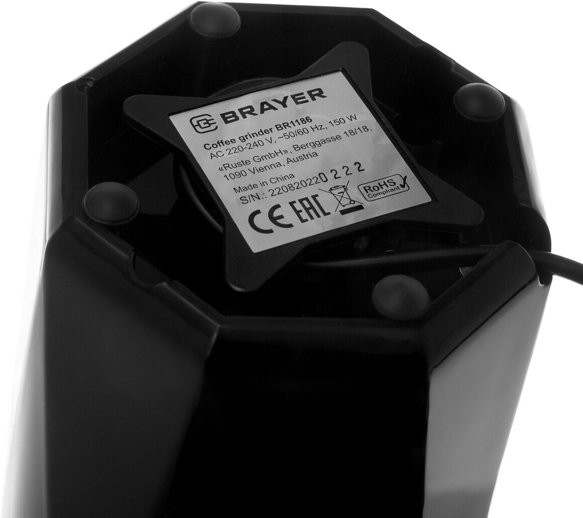 кофемолка BRAYER BR1186 150Вт чаша на 60г черный - фото №6