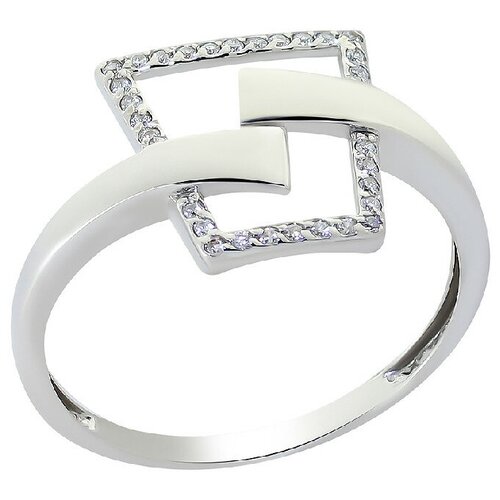 фото Кольцо corona, белое золото, 585 проба, фианит, размер 19, белый, золотой