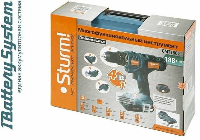 Аккумуляторный мультитул Sturm! CMT1801 1BatterySystem шуруповерт/лобзик/реноватор/дельташлифмашина - фотография № 17