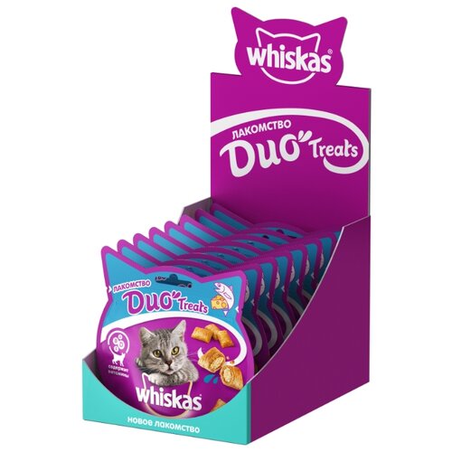 фото Лакомство для кошек Whiskas Duo Treats c лососем и сыром, 40 г х 8 уп. (шоу бокс)