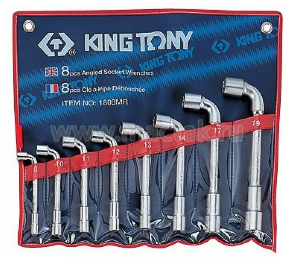 Набор торцевых L-образных ключей 8-19 мм 8 предметов KING TONY 1808MR