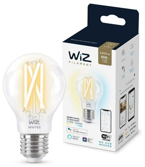 Лампа светодиодная WiZ E27 60Вт 806lm Wi-Fi (упак:1шт) (929003017201)